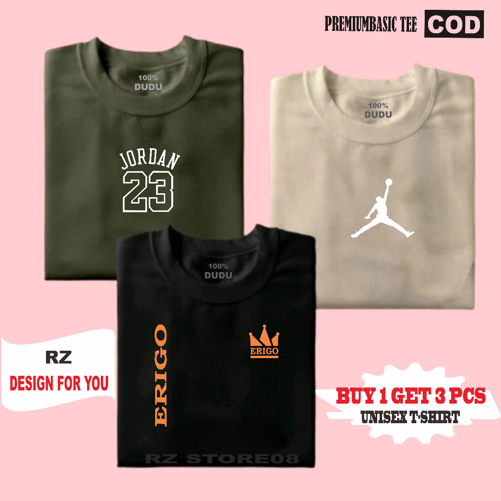 BUY 1 GET (PROMO COD) RZ STORE08 Kaos Pria Wanita Distro Logo Erigo kirka J23 JORG  T-Shirt Distro 1
