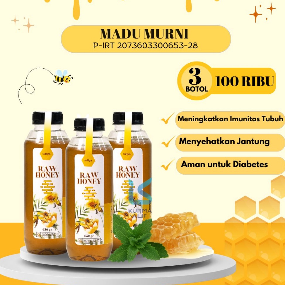 

[KODE PRODUK YA9TO7369] [3 BOTOL] Madu Murni Asli Raw Honey Multiflora