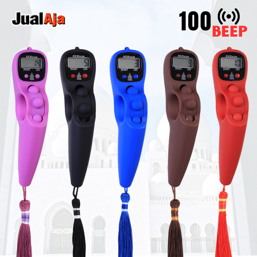 Tasbih Digital Alarm Doff Bunyi Beep 100 + Lampu LED Premium