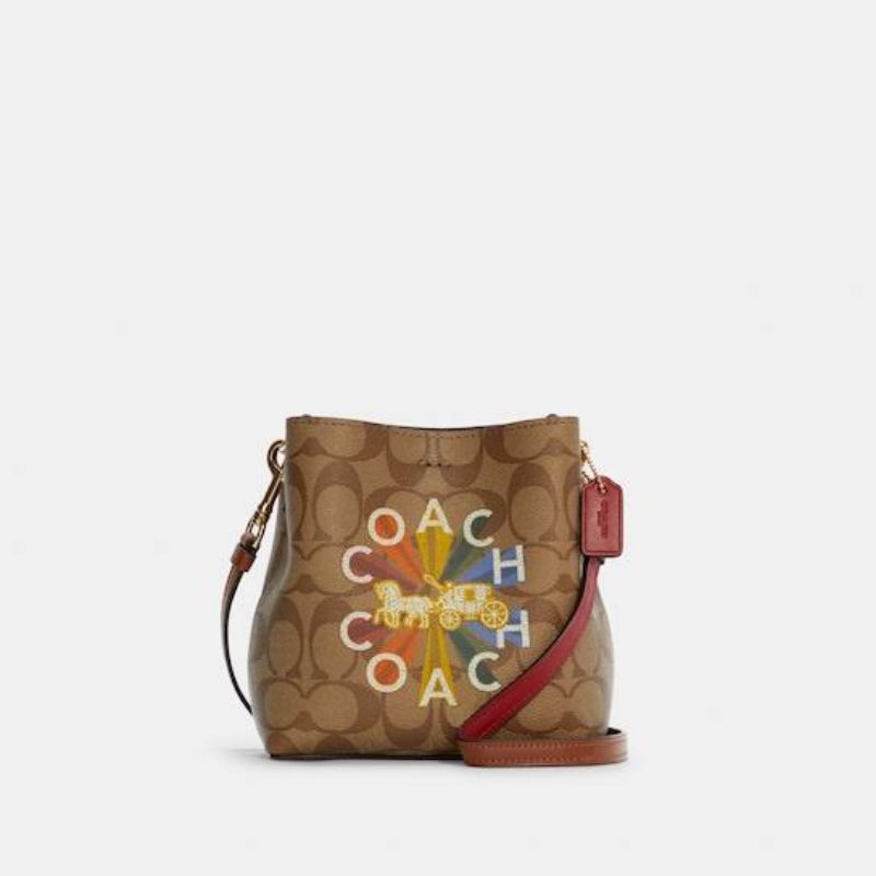 Coach Mini Town Bucket Bag In Signature Canvas Radial Rainbow