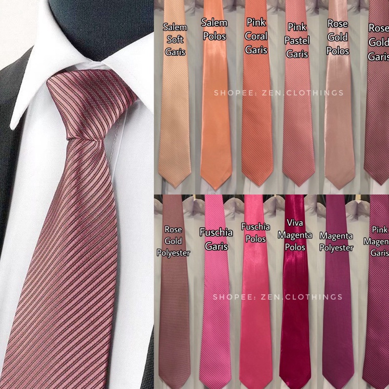 Best Seller.. Dasi Panjang Pria Dewasa Warna Rose Gold Dusty Pink Coral Peach Salem Pastel Fuschia M