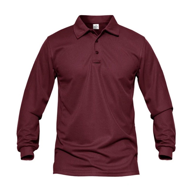 Jemssky - Kaos Polo Shirt Pria Kerah Polos Lengan Panjang Unisex Marun