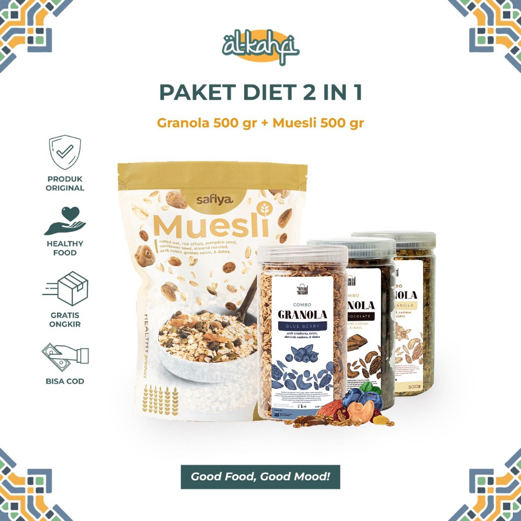 

12.12 SALE [DIET 2 In 1] Granola Timur Tengah + Muesli Safiya 500 gr | Oatmeal Sereal Sarapan Sehat buruan