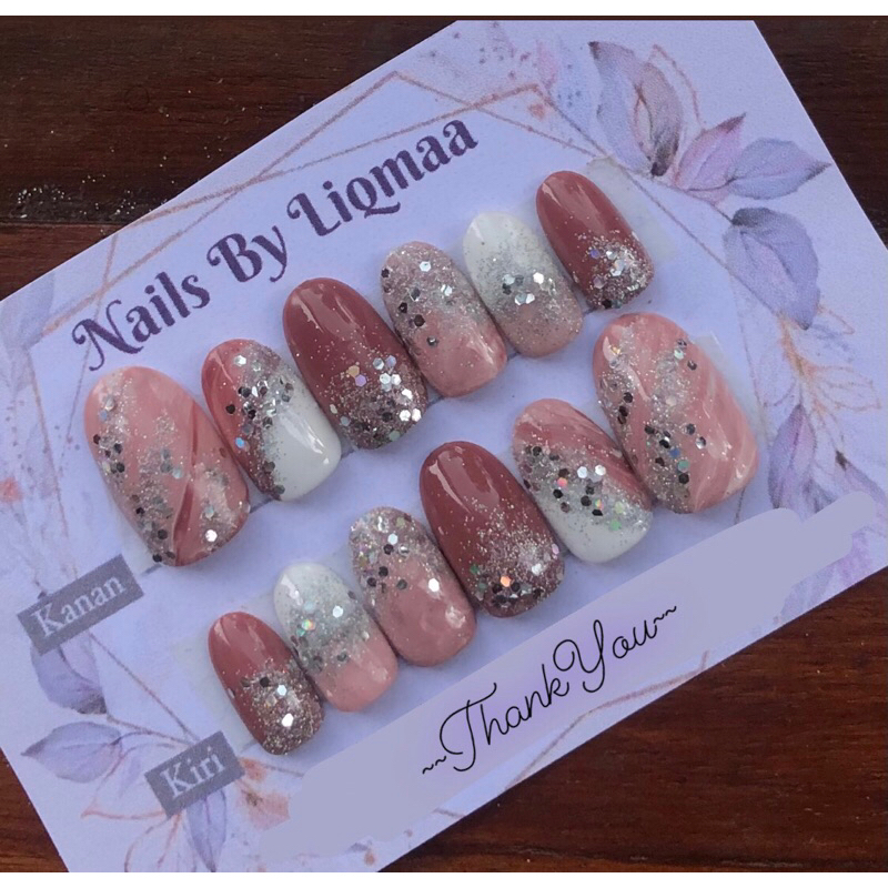 KUKU PALSU COKLAT KOMBI / KUKU PALSU MOCCA / KUKU PALSU WEDDING / NAIL ART WEDDING / NAIL ART