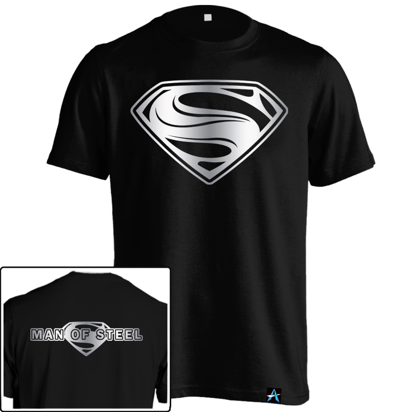 Kaos Logo Superman Man of Steel Silver HER-19 Baju Superhero Dewasa