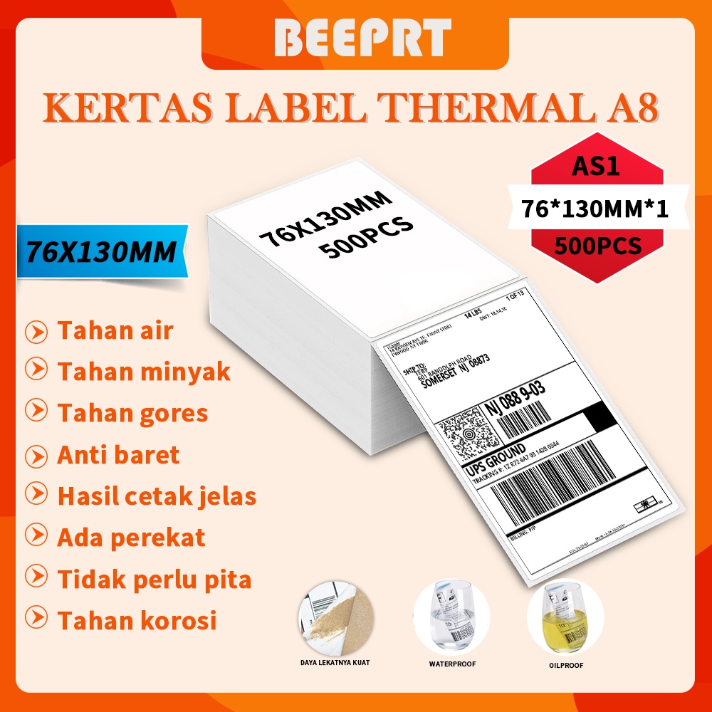 

12.12 ✨SALE✨ QIRUI Kertas Thermal 76x130mm isi 1000Pcs/2000Pcs Label thermal barcode Roll A8 grosir