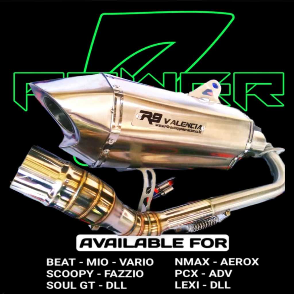 Knalpot R9 Valencia Titan Beat Mio Scoopy Nmax Aerox PCX ADV Vario 125/150