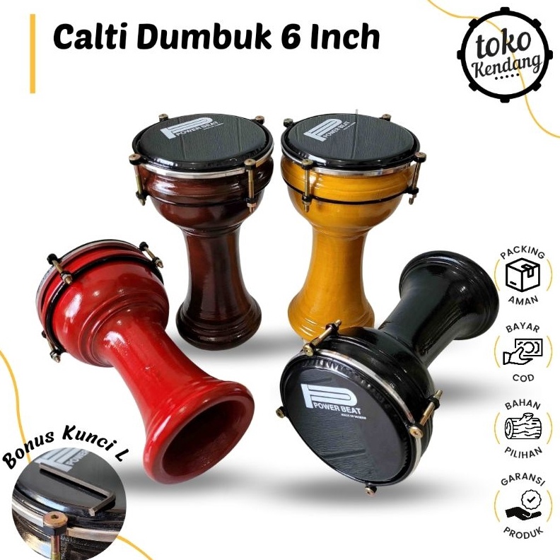 ✨MEN SALE✨ Calti Darbuka Dumbuk Pinggang Mini Anak Mika 6 Inch Power Beat Kayu Asli Bonus Kunci L Be
