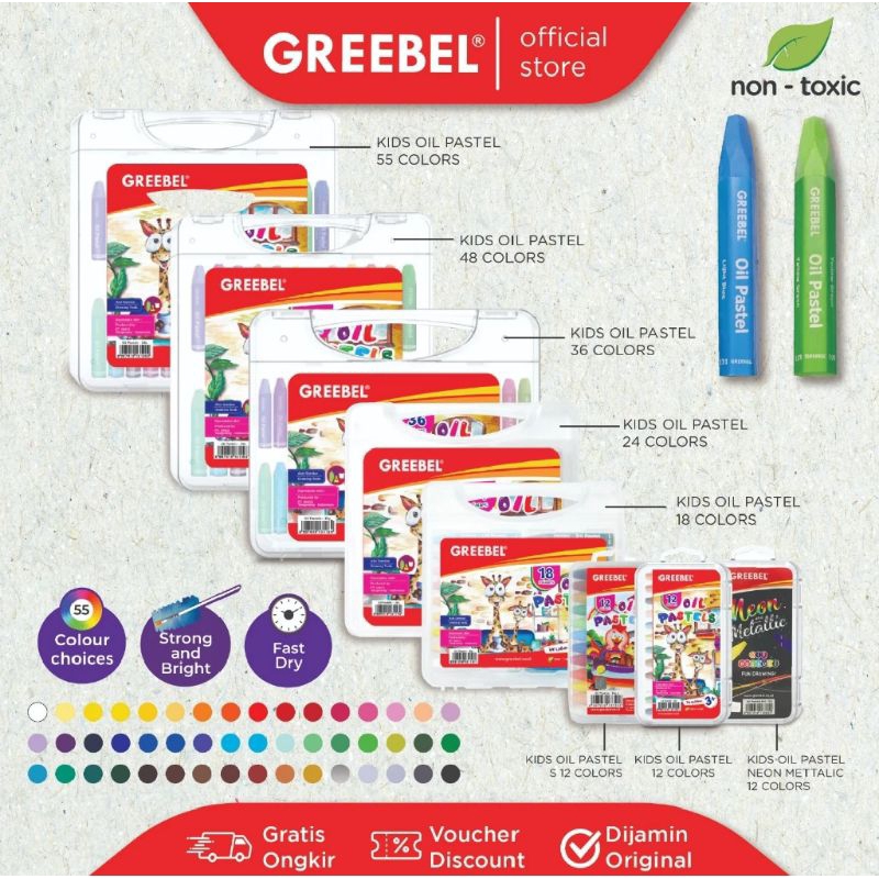 

Crayon Oil pastel Greebel 55 warna ( 1set/55wrn )