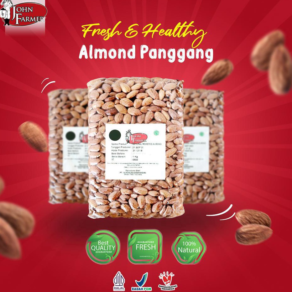 

[KODE PRODUK 08DKK10059] Almond Panggang - John Farmer Natural Roasted Almond 1 Kg