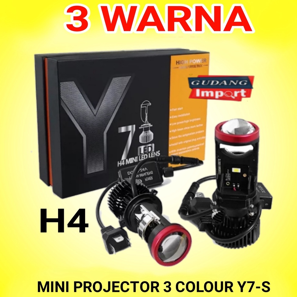 MENARIK LAMPU LED MOBIL MOTOR H4 MINI PROJECTOR PROJIE Y7S 3 WARNA