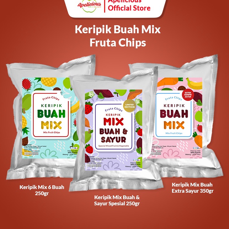 

[KODE PRODUK TZASU9433] APELICIOUS KERIPIK BUAH MIX 250g (MIX 6 BUAH) / KERIPIK BUAH SAYUR MIX 350g Fruta Apelicious