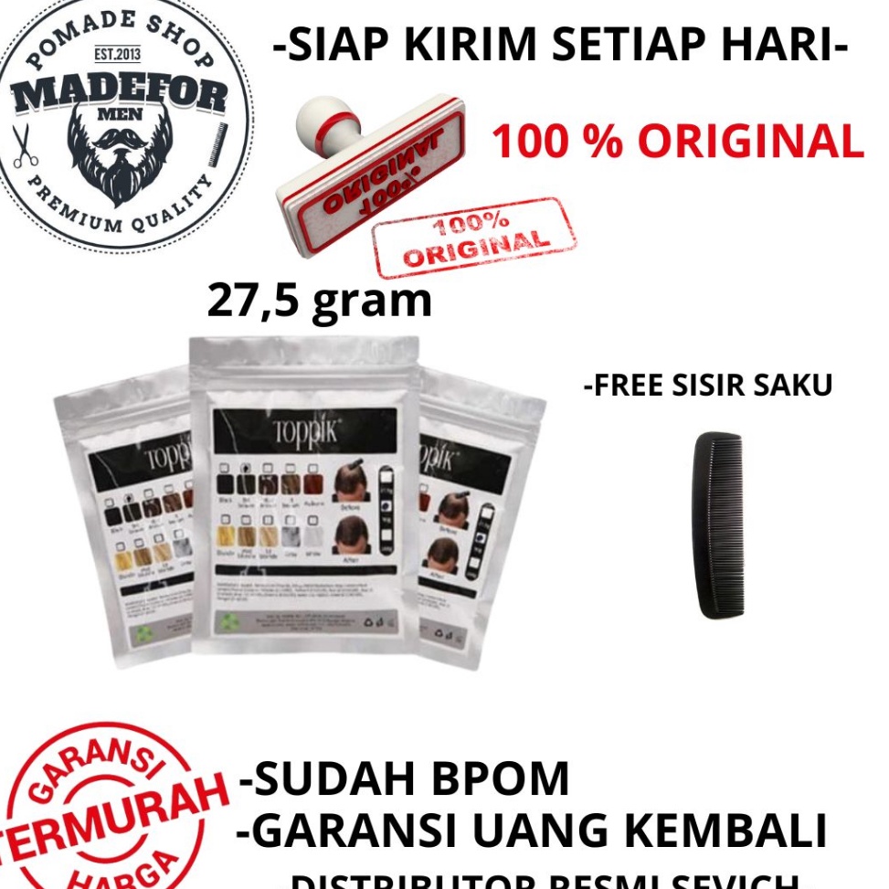 MODEL ESO893 TOPPIK HAIR FIBER 27.5 ISI ULANG GRAM ORIGINAL TOPPIK PENEBAL RAMBUT FREE SISIR SAKU OR