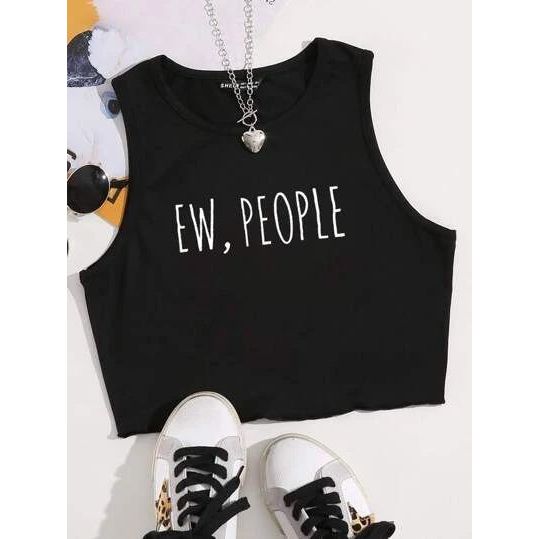 Baju crop top tank top crop tee wanita dewasa tshirt atasan dewasa tanpa lengan O neck bahan katun 3