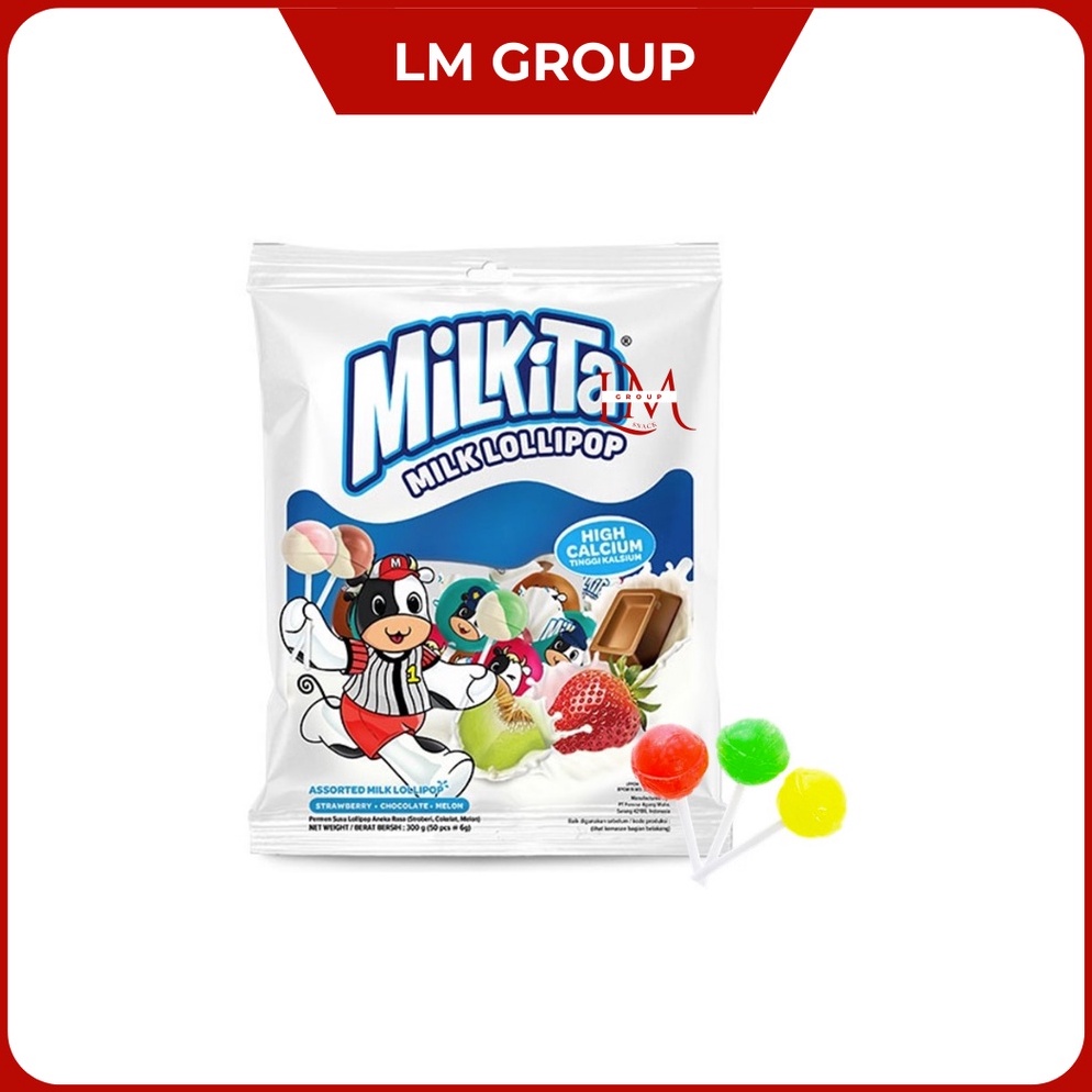 

[PRODUK LDEEE48] Milkita Assorted Milk Lollipop Hanger/Refill Isi 50 pcs Rasa Coklat,Melon,Strawberry 92