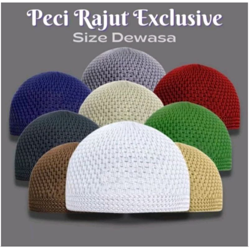 PECI DEWASA / PECI RAJUT DEWASA / PECI HAJI / PECI PUTIH / PECI RAJUT POLOS / KOPIAH RAJUT