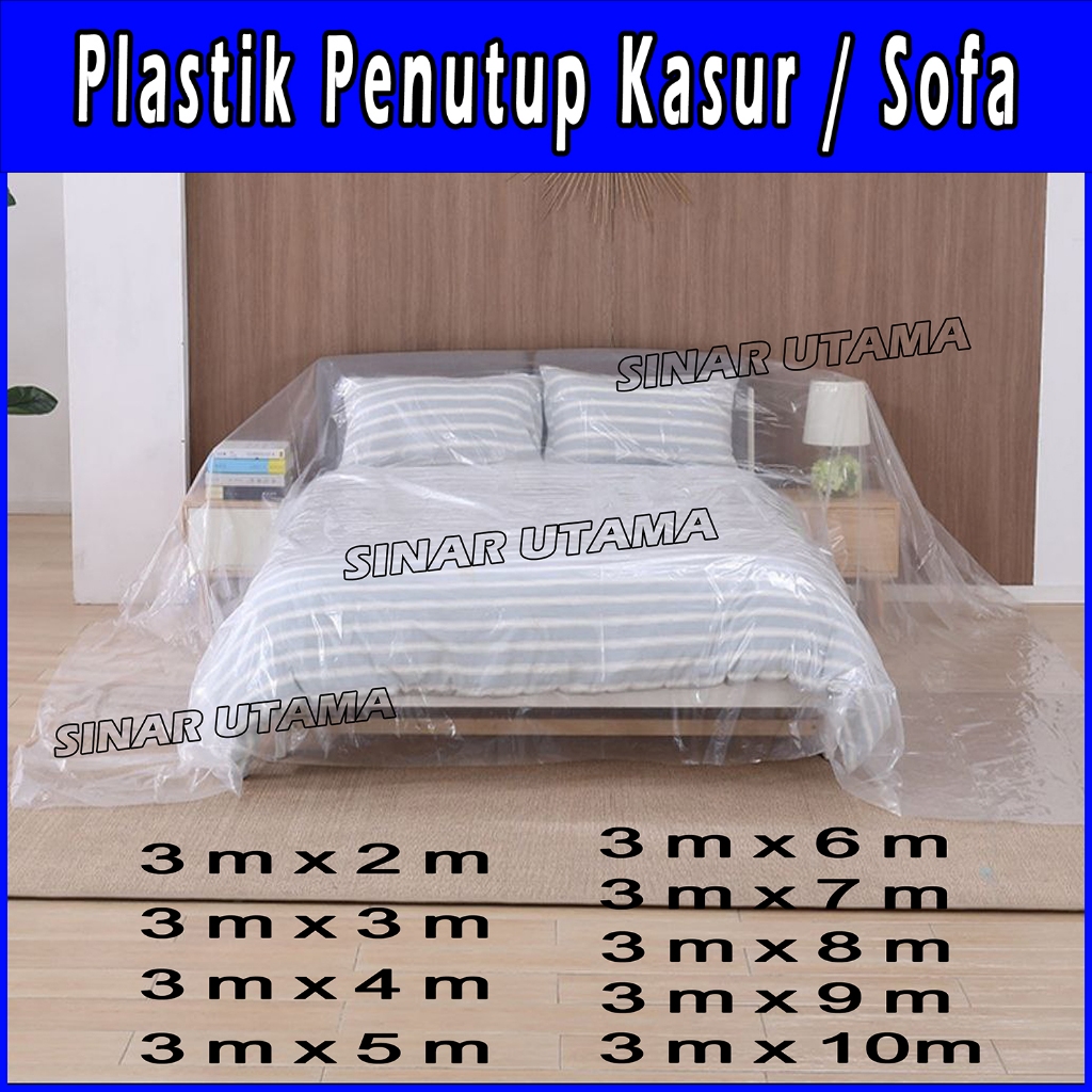 Plastik Bening Lembaran Tutup Penutup 4d Bungkus Pembungkus Pelindung Debu Furniture Kasur Sofa Ranj