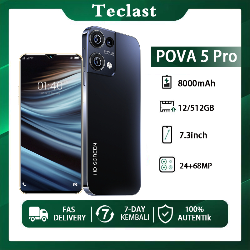 Harga Murah HP POVA 5 Pro 5G WiFi Ponsel Baru Jaminan Kualitas RAM 12GB ROM 512GB Baru Android 7.3 I