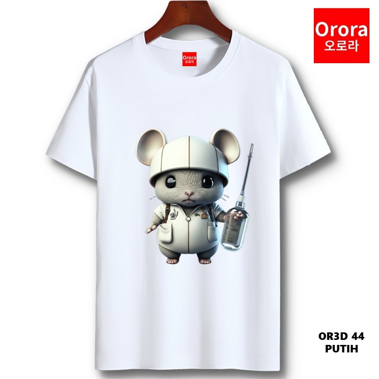 Orora Kaos Distro Premium 3D mouse - Baju Atasan Sablon Pria Wanita Warna Hitam Putih Ukuran S M L XL XXL XXXL keren Original OR3D 44