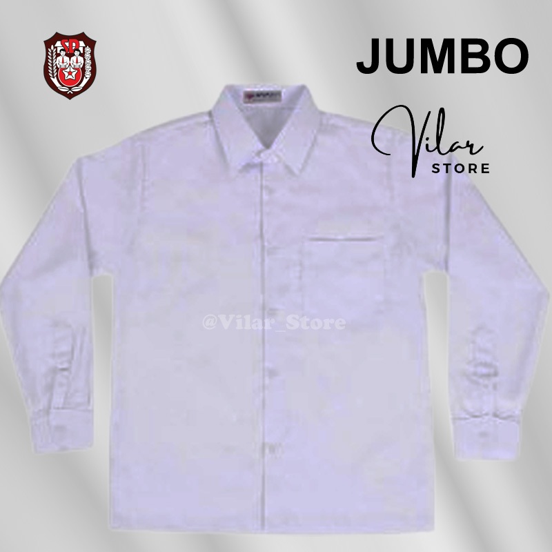 JUMBO Seragam Sekolah Baju Putih SD Lengan Panjang Polos Anak Laki Laki Perempuan