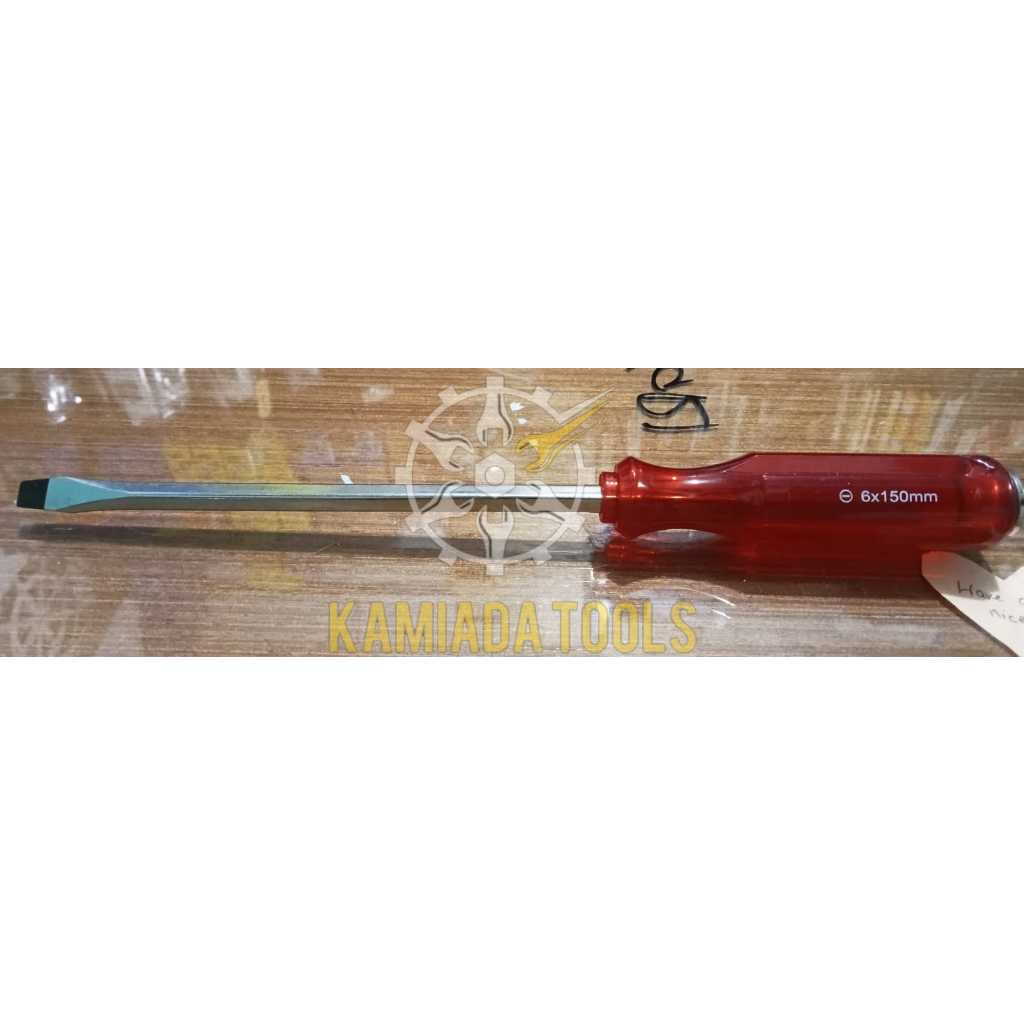 Obeng Ketok WIPRO 6 x 150mm (-)/Obeng Minus WIPRO/Obeng Min 6 Inch