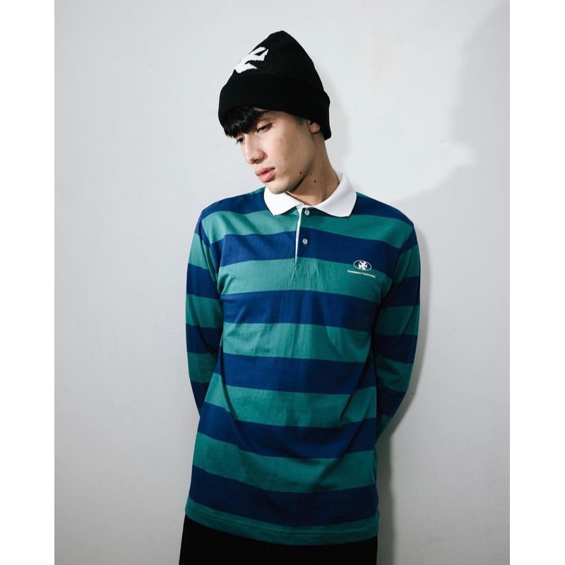 Rugby Shirt Thanksinsomnia Molder Striped Green Navy Unisex