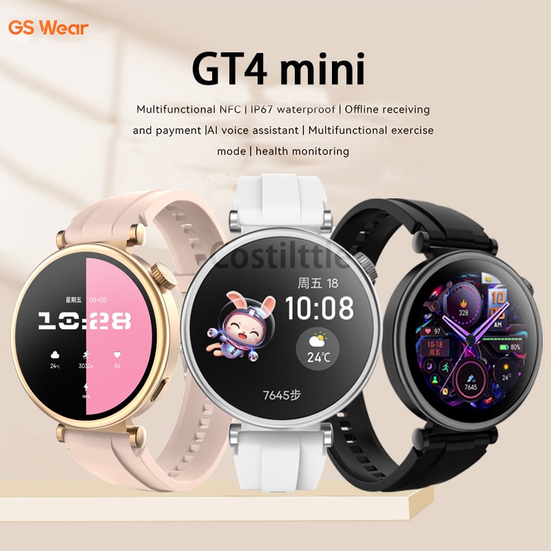 GT4 mini Smart Watch 1.27 inch Screen Bluetooth Call Heart Rate Blood Pressure NFC Compass 3D Dynamic Dial Sports Mode Wireless Charge Watch