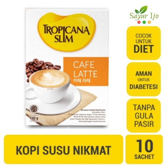 

Tropicana Slim Cafe Latte 140 Gram Isi 10 Sachet Kopi Susu Bebas Gula