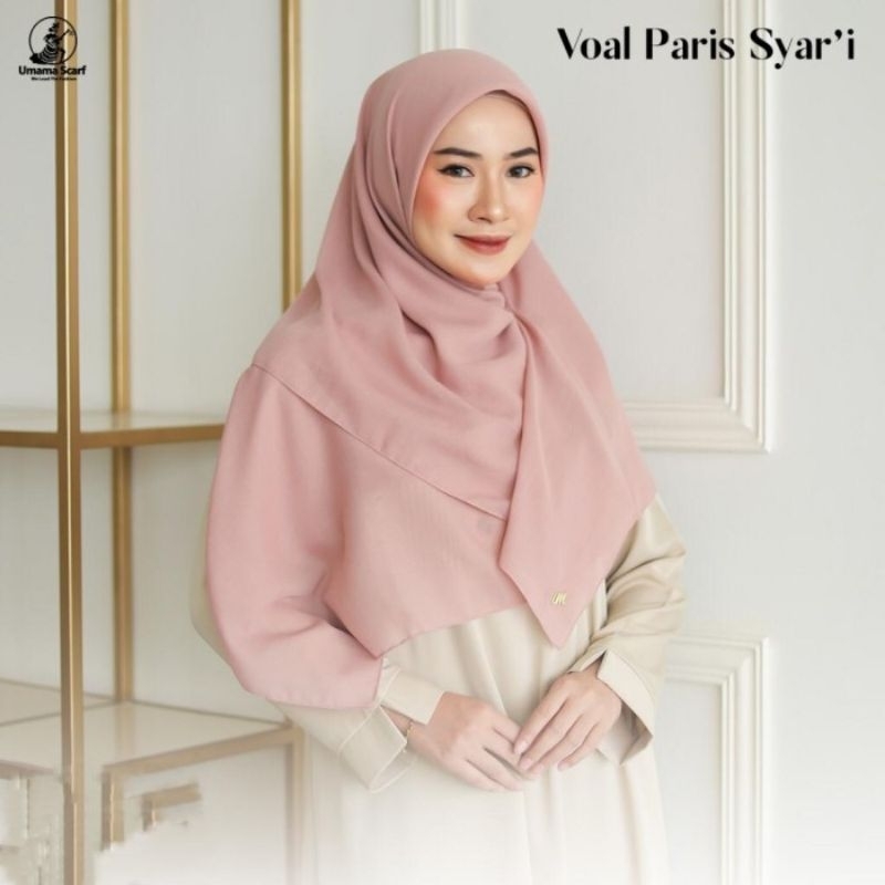 HIJAB SYAR'I 120X120 VOAL PARIS UMAMA SCARF LOGO BESI JAHIT TEPI MURAH