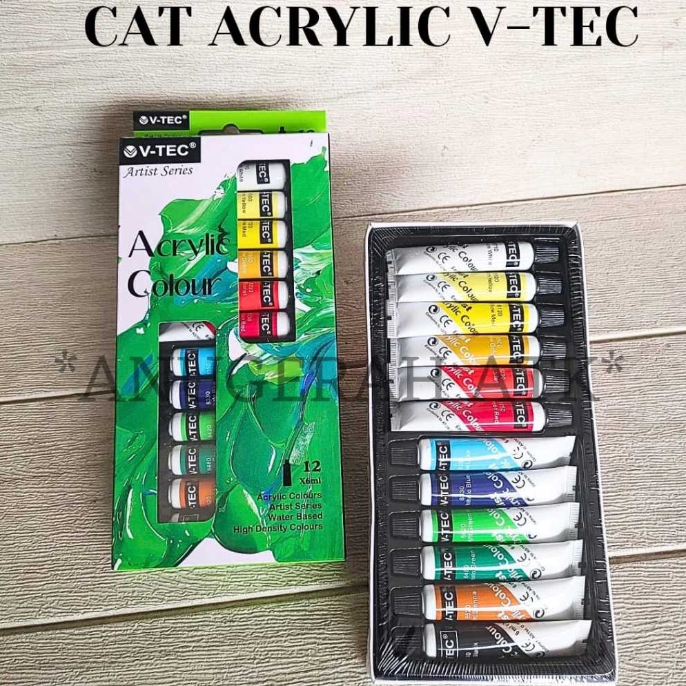 

➯ Cat Acrylic / Cat air Akrilik Berkualitas V-TEC 12 Warna 6ml 3743