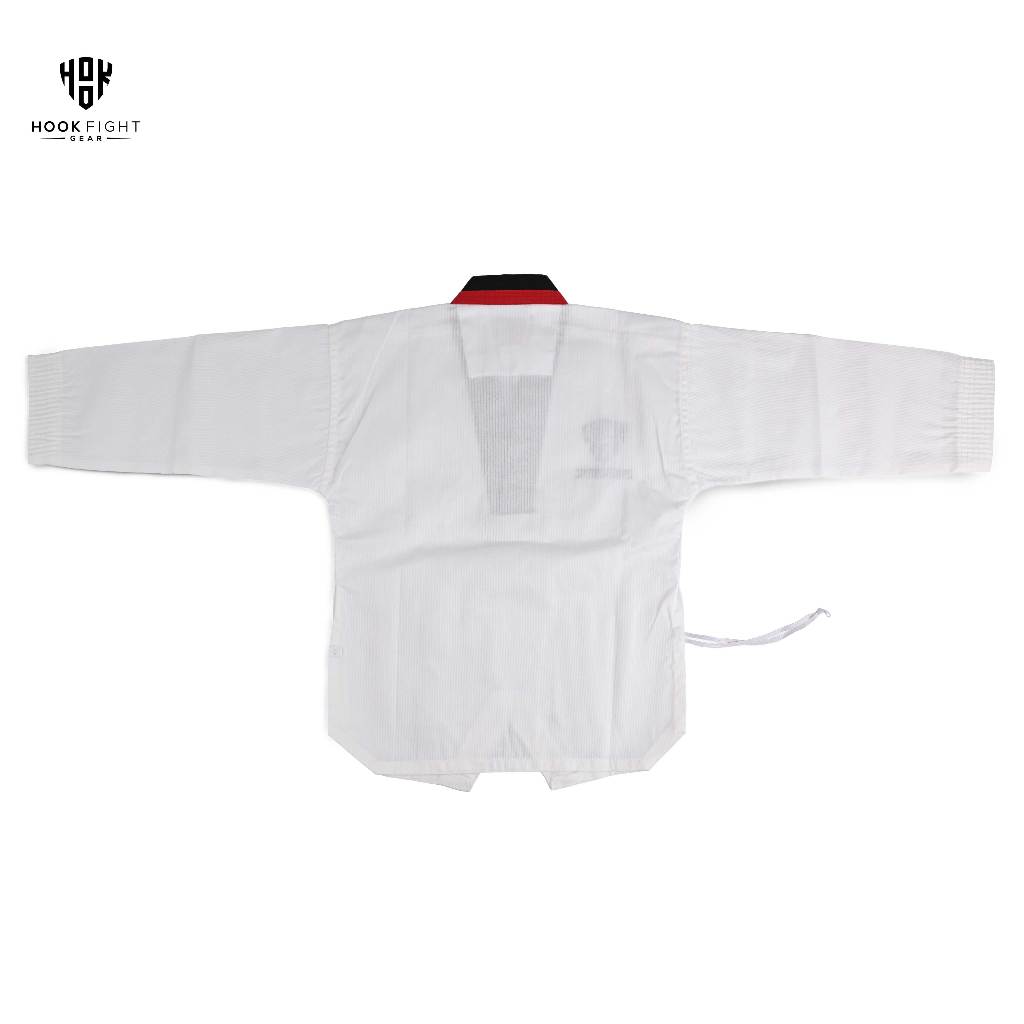 Baju Taekwondo Anak Kerah Merah Hitam Hook Dobok Seragam Taekwondo Anak Pemula  Dobok Taekwondo Hook Anak Pemula Seragam Taekwondo Anak Kerah Merah Hitam