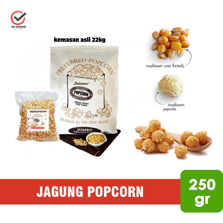 

Jagung Popcorn Jumbo Mushroom USA / Biji Jagung Popcorn (250 gr)