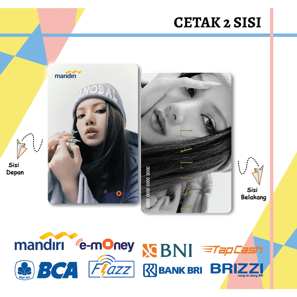 KARTU EMONEY KPOP LALISA BLACKPINK KOREA MANDIRI FLAZZ BCA GEN 2 BNI TAPCASH BRIZZI BRI - 2 SISI