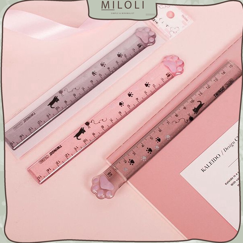

➽hy Diskon Promo✤☈ [MILOLI] 1Pcs PENGGARIS CAT PAW 15CM Ruler Transparant Penggaris Study Korea - F0223 H40