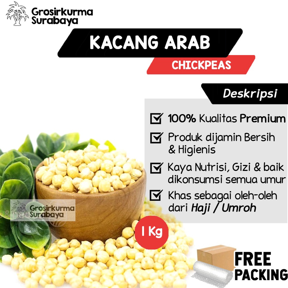 

35 KACANG ARAB CHICKPEAS Premium 1kg Matang Panggang Moodbooster MPASI Almond Oleh oleh Haji Umroh ✯Diskon Promo
