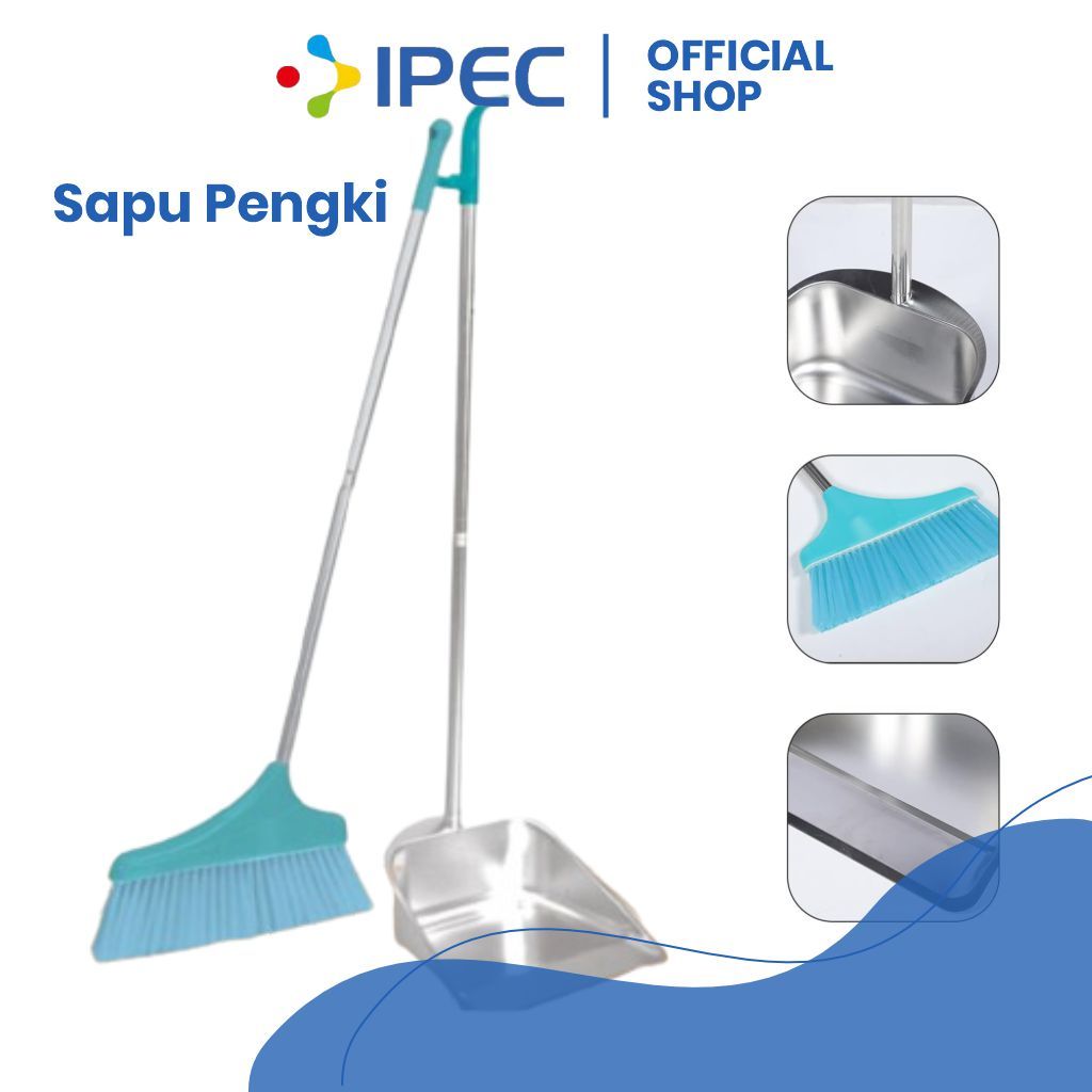 Sapu Cikrak Set Stainless Kombinasi Sapu Cikrak Alat Pembersih Sapu Lantai Broom Set Dustpan