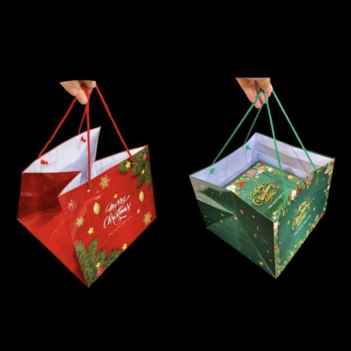 

5 pcs paper bag natal tas jinjing hadiah hempers edisi merry christmas ukuran 27 x 27 x 20 cm