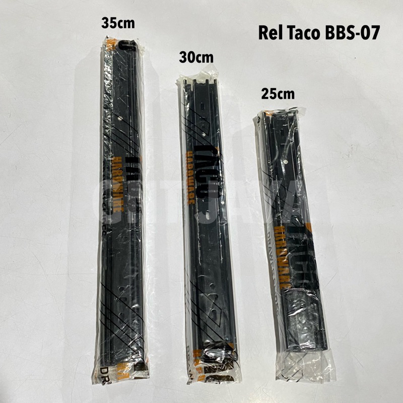 1PASANG 2pcs REL DOUBLE TRACK merk TACO rel laci hitam BBS007 25 30 35 rel laci doubel trak hitam dt
