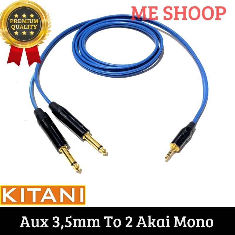 jack audio aux 3.5mm stereo to 2 akai mono trs 6.5mm 2meter original