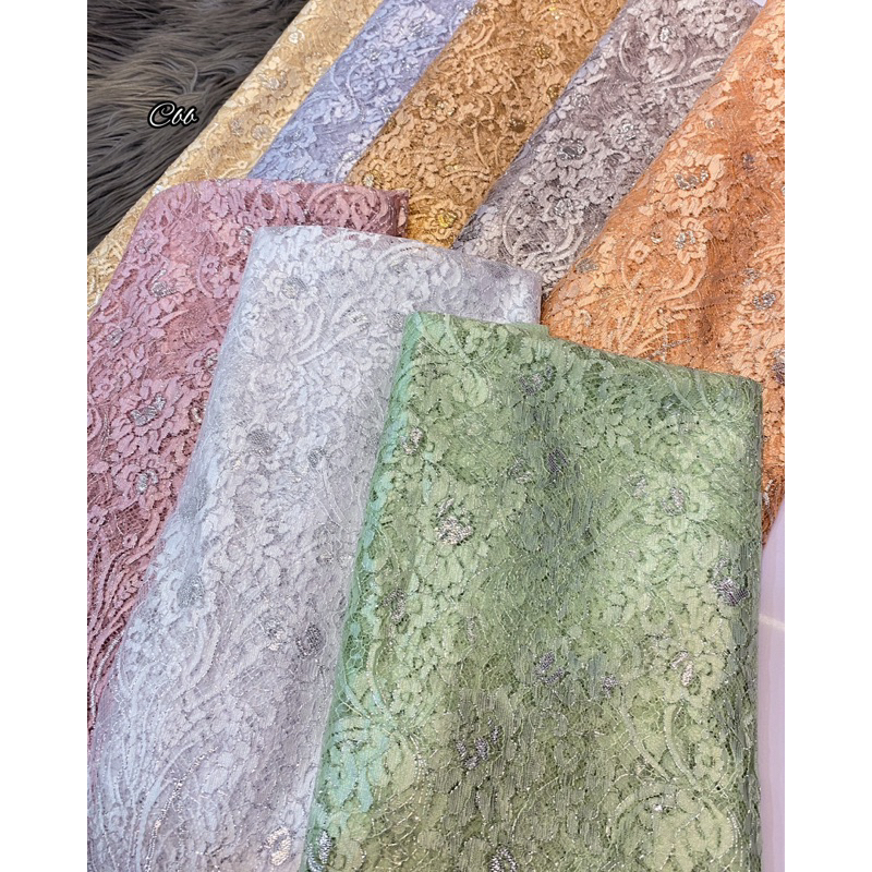 kain kebaya metalic outline benang silver