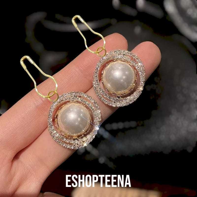 A119#1 Anting hijab bulat PENITI & JEPIT mata pearl_anting jilbab_Anting hijab JEPIT_Anting hijab pe