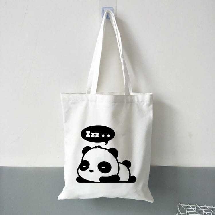 Arkhan_Bag - Tas Tote Bag Wanita Non Resleting Terbaru 2021 Aesthetic Kekinian Motif Carakter Panda TIDUR LUCU Korea Style Multifungsi Termurah