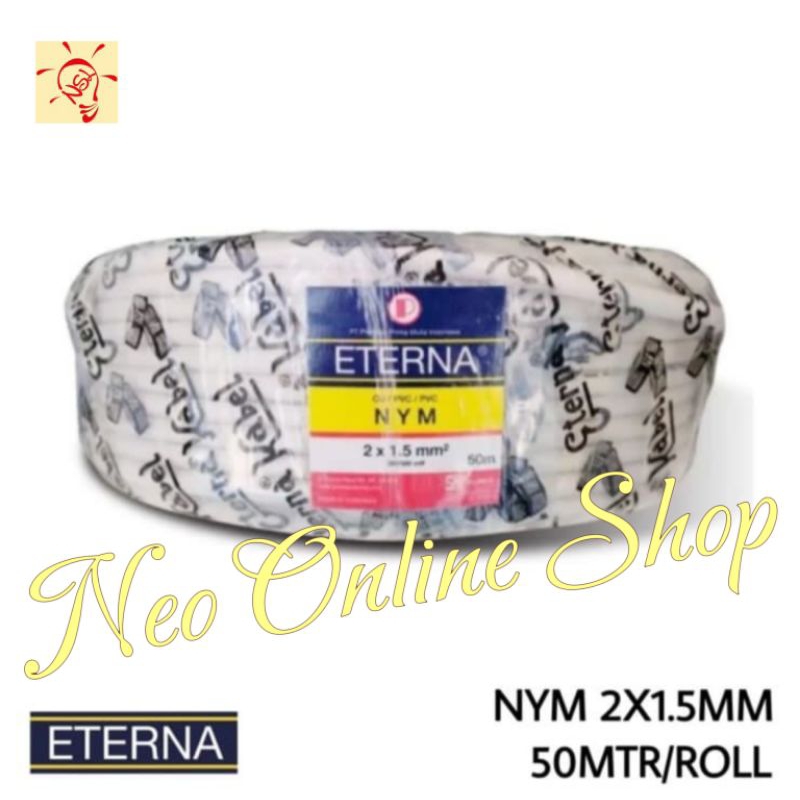 Kabel Eterna NYM 2X1,5 2X1.5 mm Rol 50 Meter