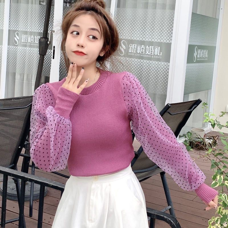 TM Atasan Rajut Luisa Polkadot Knit Top Import C497#