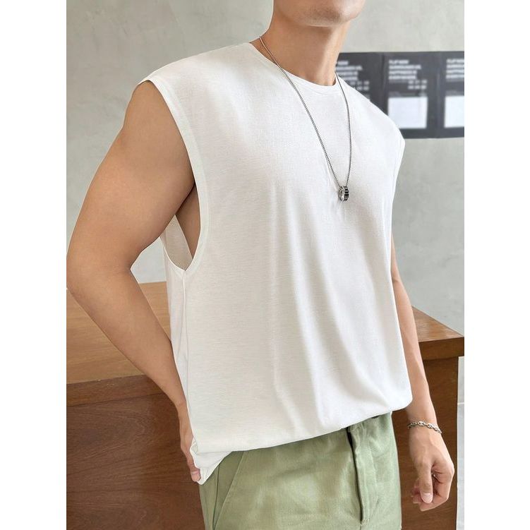 Kaos Singlet Putih Polos Pria Dewasa Gym Baju Kaos Lekbong Cowok Terbaru