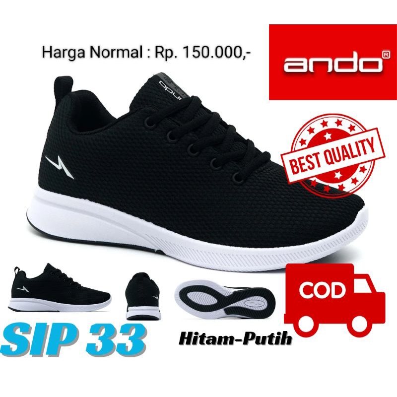 SEPATU ANDO SIP 33 SNEAKER ORIGINAL PRIA-WANITA DEWASA HITAM PUTIH