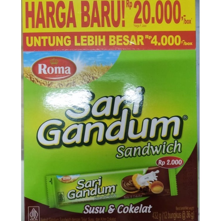 

[KODE PRODUK 9NZUD9545] ROMA SARI GANDUM COKLAT BOX [ 12x39 GR ]