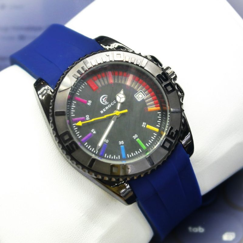 Jam Tangan Pria Seiko Movt-Gw Strap Karet Body Bulat Ring bisa diputar/Jam Tangan Fashion Pria Terba