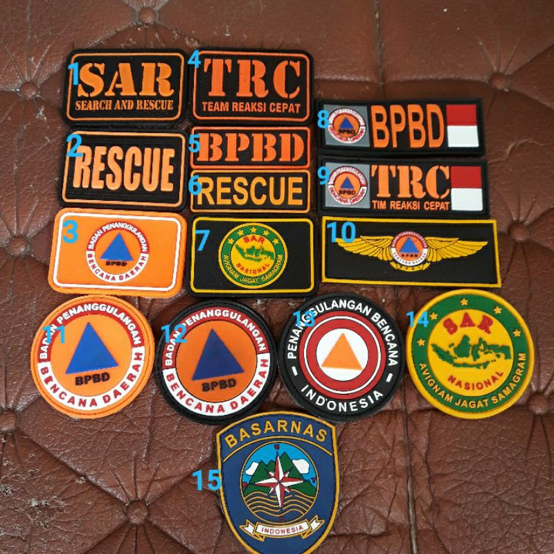 patch rubber logo sar trc bpbd basarnas