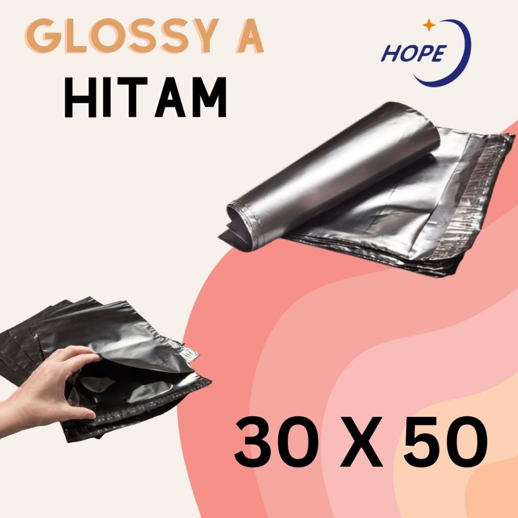 

Kantong Plastik Packing / Polymailer / Plastik Olshop Hitam A Glossy 30X50